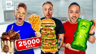 Г25000 КАЛОРИЙ за 24 часа! Габарик и Столярик ft Андрей Старый. Еда ЧЕЛЛЕНДЖ!